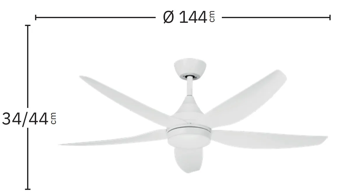 Medidas de Ventilador de techo Elda Abrila con luz