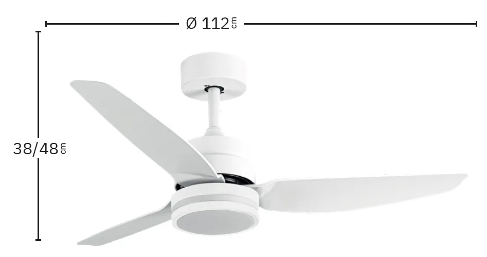 Medidas de Ventilador de techo Jarama Abrila con luz