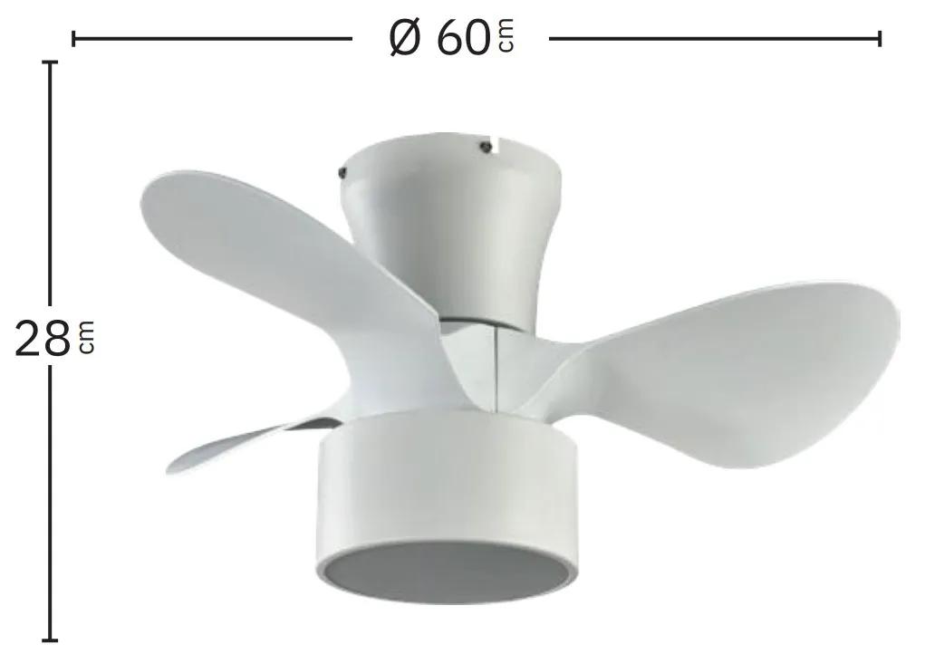 Medidas de Ventilador de techo Kos Abrila con luz