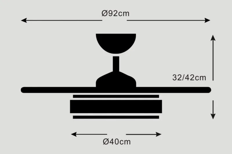 Medidas de Ventilador de techo Ambra S P&B con luz
