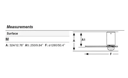 Medidas de Ventilador de techo Tube M Faro con luz