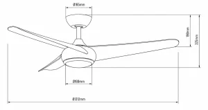 Medidas de ventilador de techo Lighted ALG Tamesis