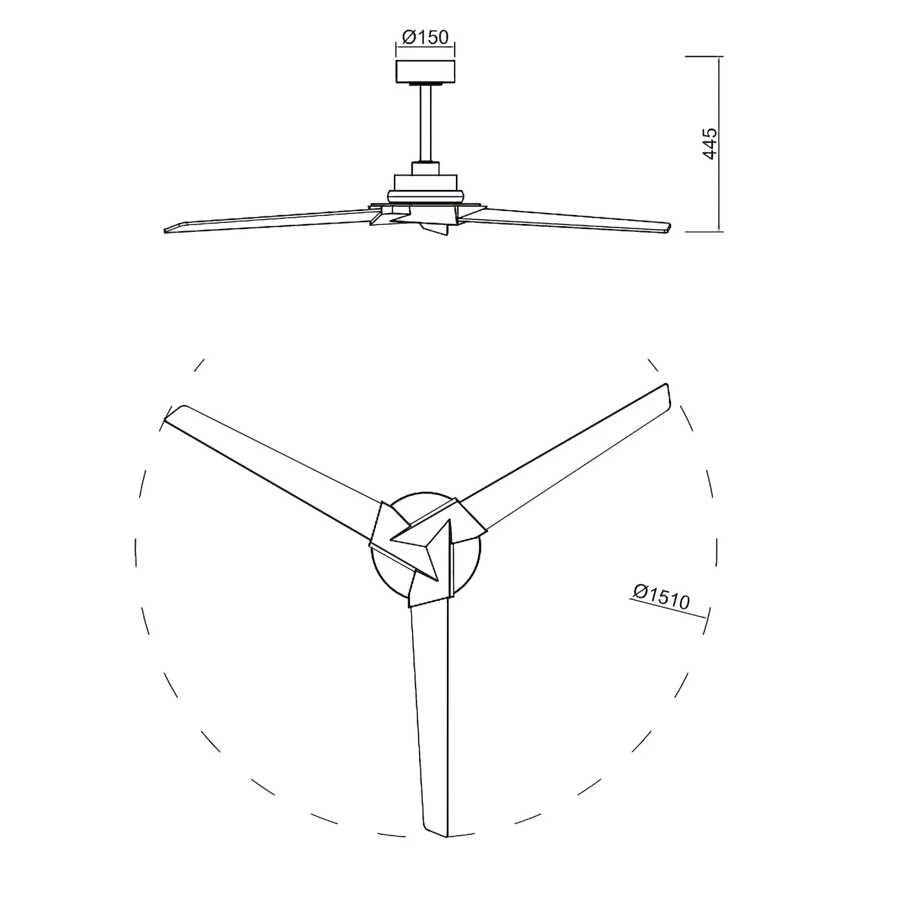 Medidas de Ventilador de techo Brisa MINI MANTRA con luz