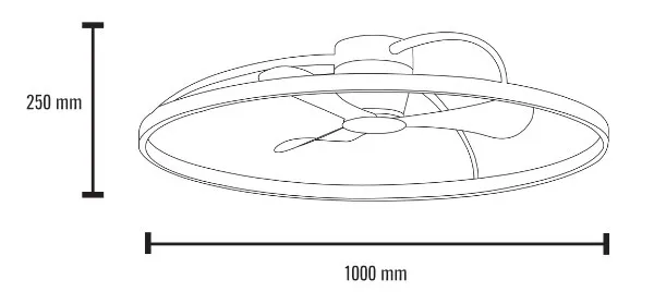Medidas de Ventilador de techo Anil Mimax con luz