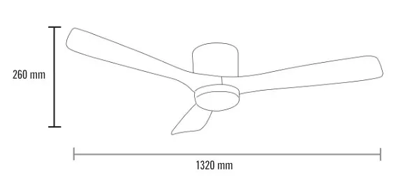Medidas de Ventilador de techo Celestine Mimax con luz