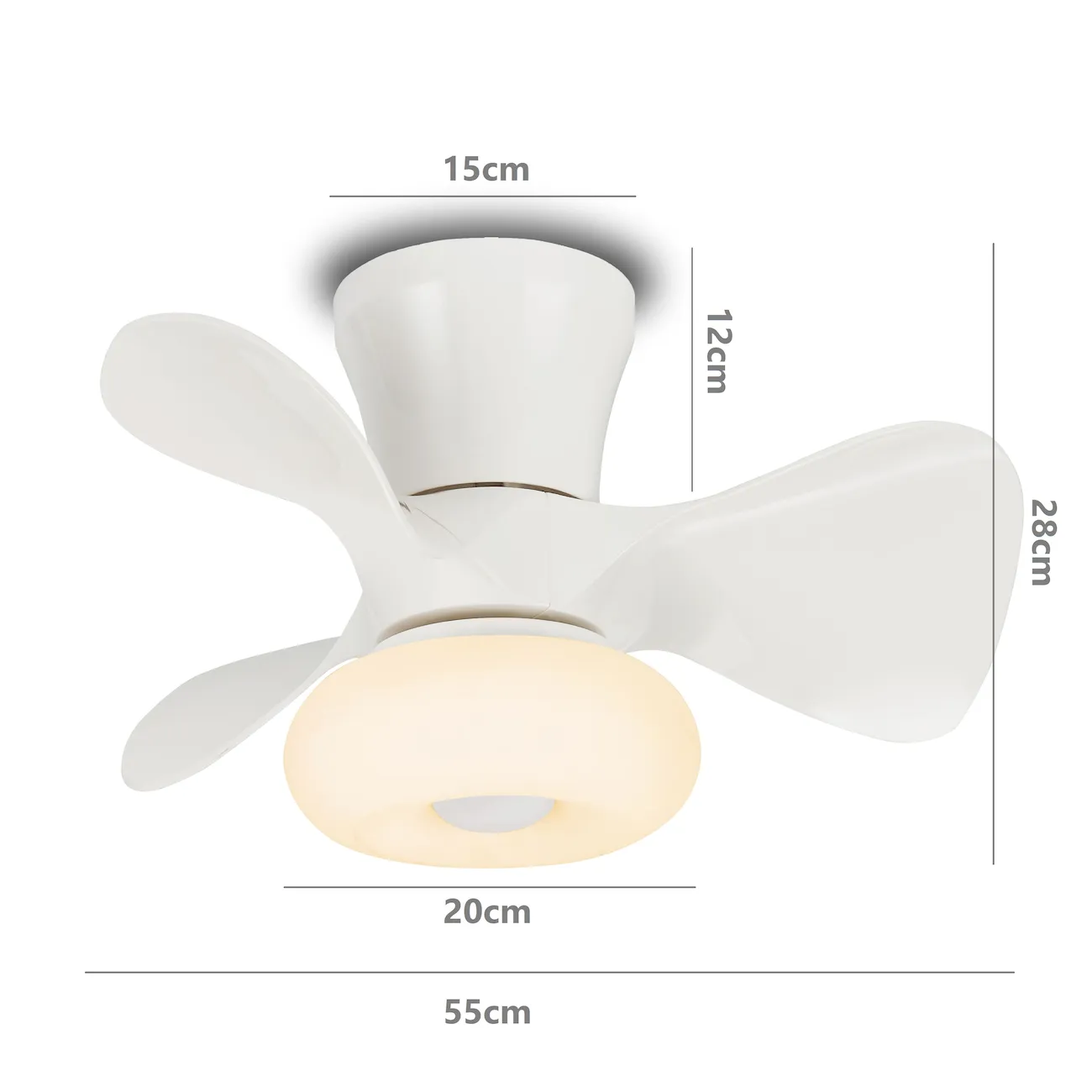 Medidas de Ventilador de techo Dubi P&B con luz