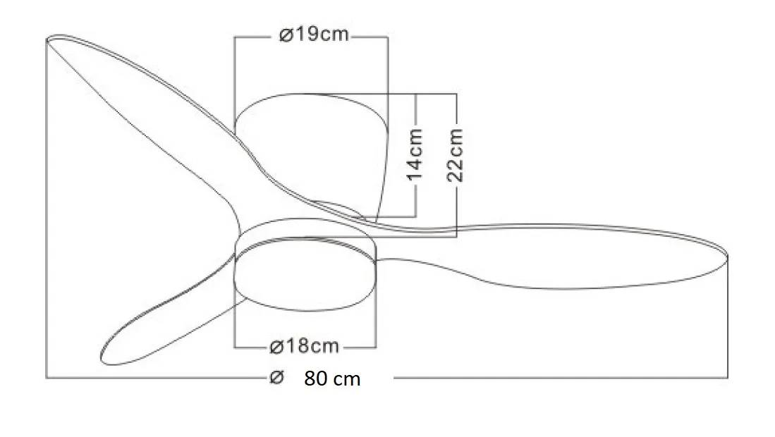 Medidas de Ventilador de techo Emily S P&B con luz