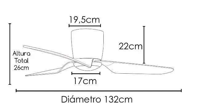 Medidas de Ventilador de techo MINA SUNACA con luz
