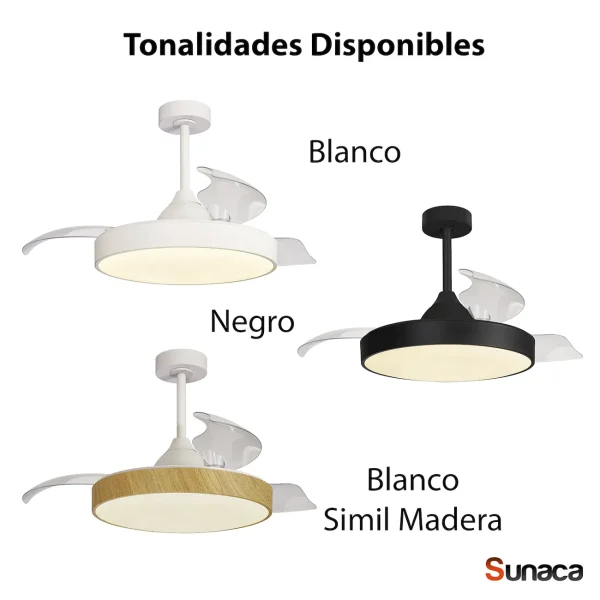 Ventilador retráctil Mantra Alaska Negro Luz LED 50-106 cm