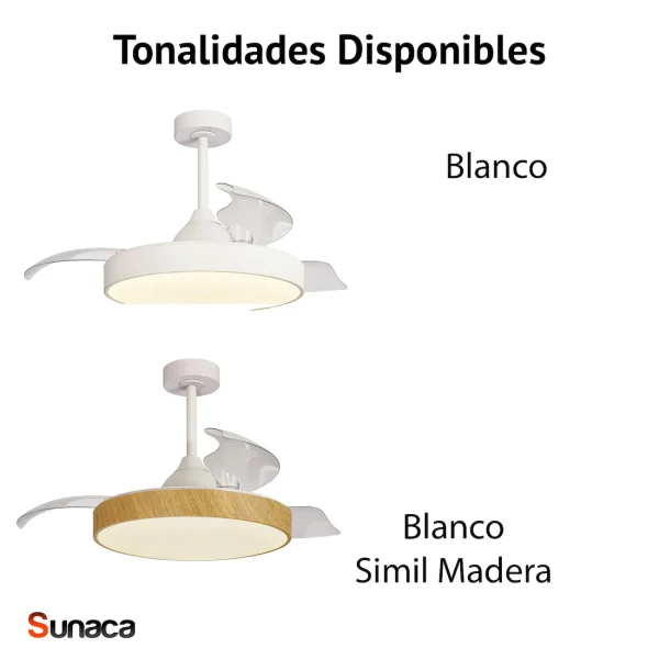 tonalidades-ventilador-mantra-alaska-mini Ventilador Mantra Alaska MINI Blanco y madera Luz LED 43-91 cm