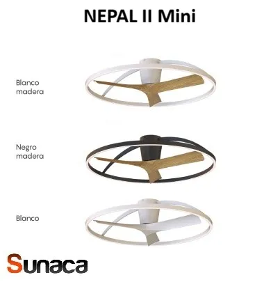 tonalidades-ventilador-mantra-nepal-ll-mini Ventilador Mantra Nepal II MINI Negro Madera clara Luz LED 75 cm