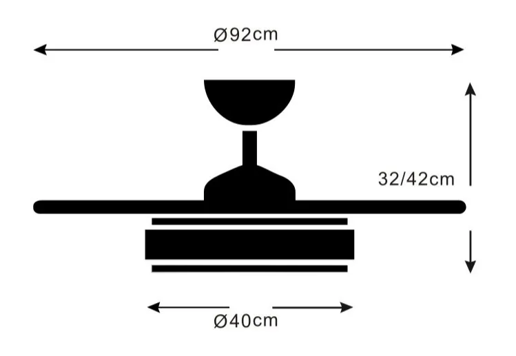 Medidas de Ventilador de techo Althea S P&B con luz
