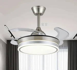 ventilador-ambra-niquel-dc-4-aspas-p&b Ventilador retráctil P&B Ambra S luz Led