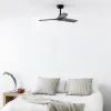 Ventilador de techo Faro Barcelona Heywood S negro aspa nogal oscuro sin luz motor DC