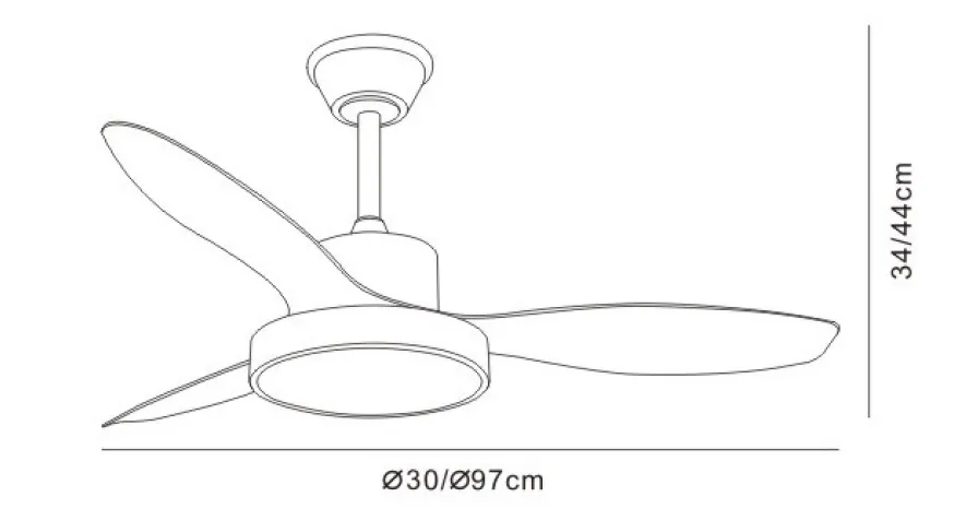 Medidas de Ventilador de techo Ginna S P&B con luz