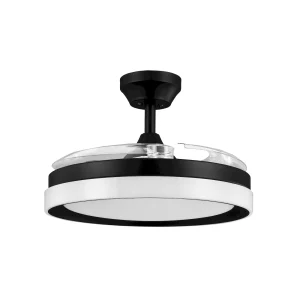 Ventilador retráctil Abrila Zenit negro motor DC luz Led