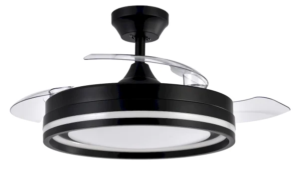 Ventilador retráctil Abrila Cerrato negro motor DC luz Led