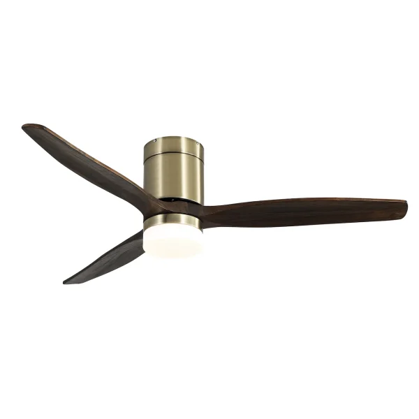 Ventilador de techo Abrila Aguilon cuero aspas madera con luz LED