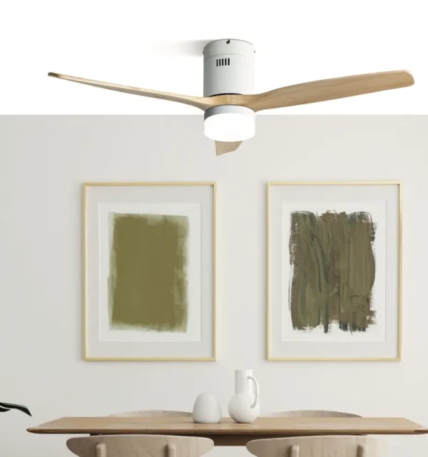 Ventilador de techo Abrila Aguilon blanco haya luz LED 132 cm
