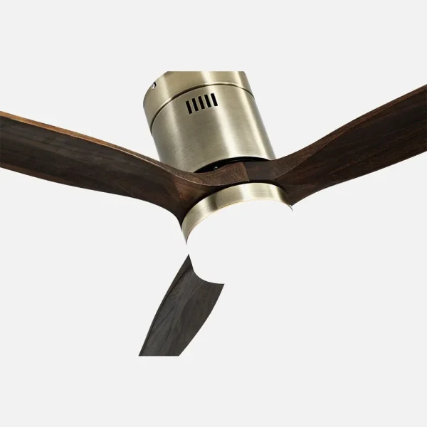 Ventilador Abrila Aguilon Oro envejecido roble luz LED 132 cm