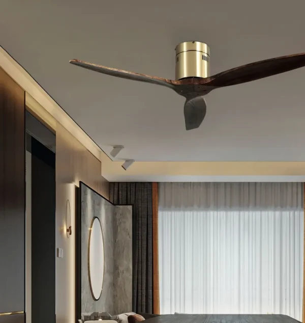 Ventilador de techo Abrila Aguilon cuero madera sin luz 132 cm