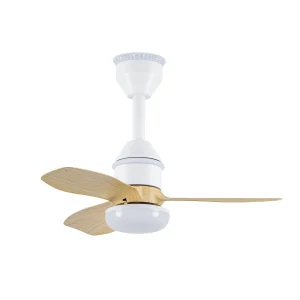 Ventilador de techo Abrila Asaf blanco haya luz LED 62 cm