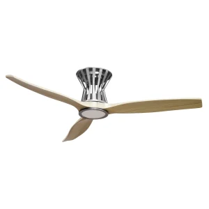 Ventilador de techo Abrila Baltir níquel madera luz LED 132 cm