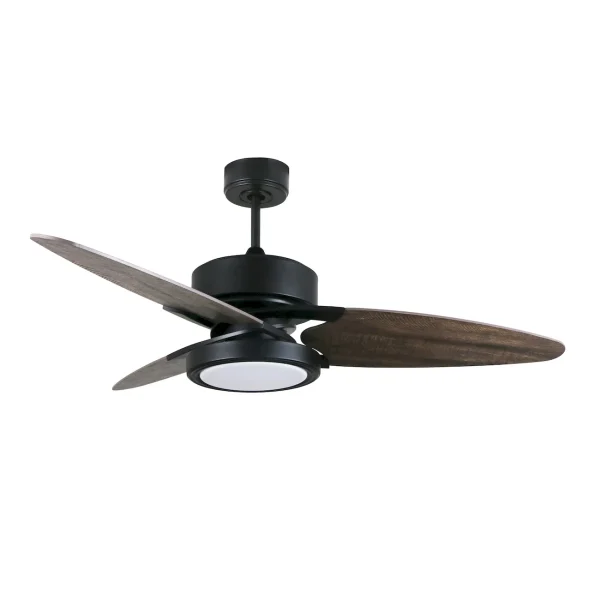 Ventilador de techo Abrila Cross negro gris - roble luz LED 132 cm