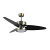 Ventilador de techo Abrila Cross cuero negro - nogal luz LED 132 cm