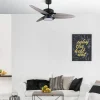 Ventilador de techo Abrila Cross negro gris - roble luz LED 132 cm