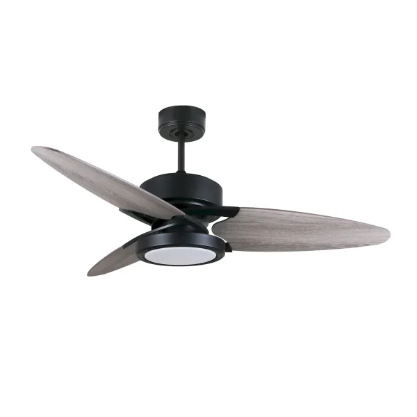 Ventilador de techo Abrila Cross negro gris - roble luz LED 132 cm