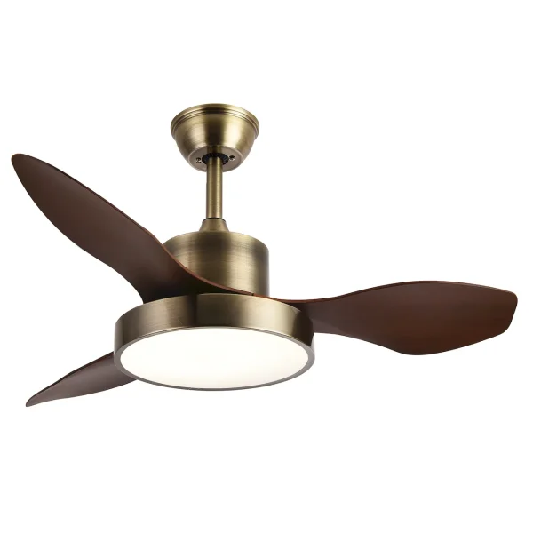 Ventilador Abrila Hayate Mini cuero roble luz LED 97 cm