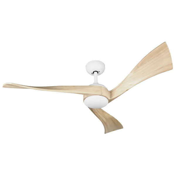Ventilador de techo Abrila Janubi blanco madera luz LED 132 cm