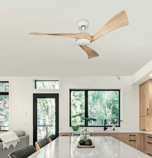 Ventilador de techo Abrila Janubi blanco madera luz LED 132 cm