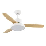 Ventilador de techo Abrila Kavala blanco madera luz LED 112 cm