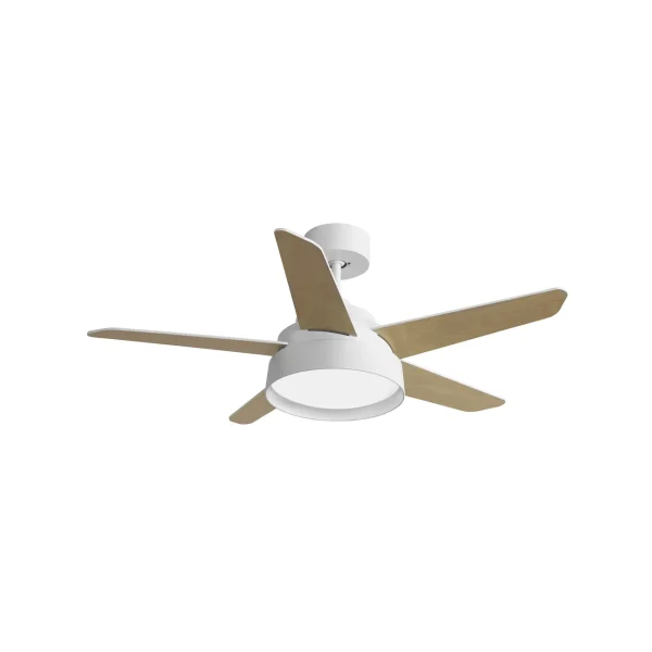 Ventilador Abrila Lebeche blanco - haya luz LED 132 cm