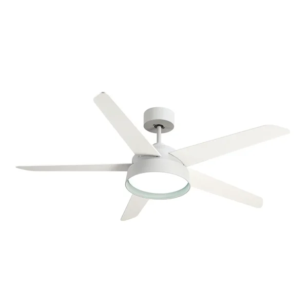 Ventilador Abrila Lebeche blanco - haya luz LED 132 cm