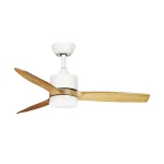 Ventilador de techo Abrila Montiel blanco madera luz LED 106 cm
