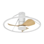 Ventilador de techo Abrila Oporto Mini blanco haya luz LED 66 cm