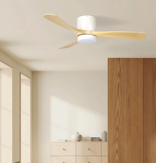 Ventilador de techo Abrila Paterna blanco madera luz LED 117 cm