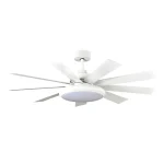 Ventilador de techo Abrila Pireo blanco haya luz LED 132 cm