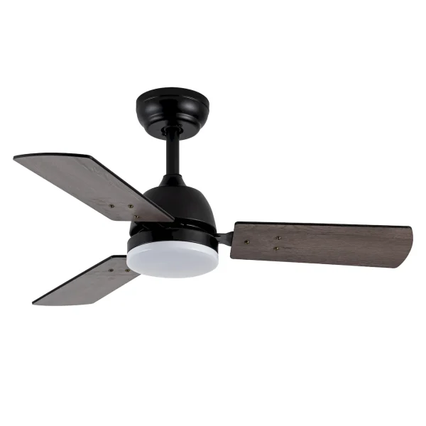 Ventilador Abrila Portico negro gris - marrón luz LED 91,4 cm