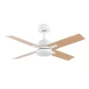 Ventilador de techo Abrila Talco blanco - haya luz LED 106 cm
