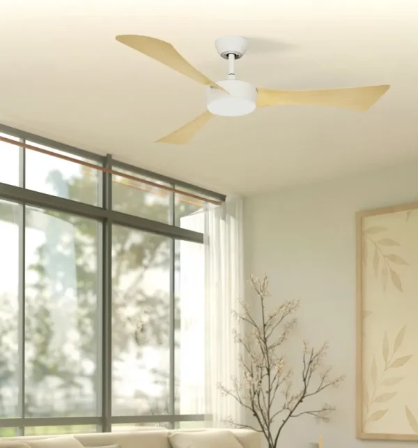 Ventilador de techo Abrila Tormos blanco haya luz LED 132 cm