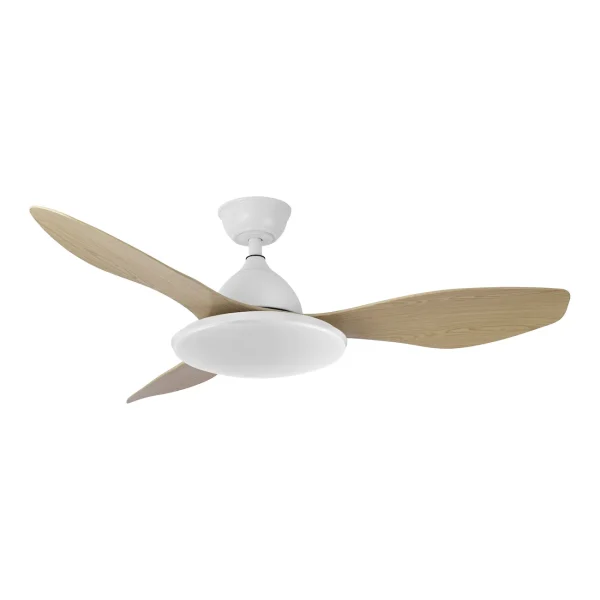 Ventilador de techo Abrila Yael blanco haya luz LED 122 cm