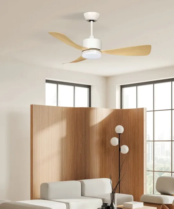 Ventilador de techo Abrila Yeste blanco haya luz LED 106 cm