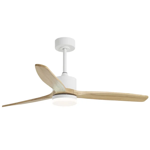 Ventilador de techo Alemar Madeira blanco madera clara luz LED 132 cm