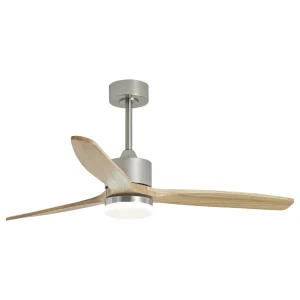 ventilador-techo-alemar-madeira-led-motor-dc-3-aspas-madera-madera-clara-16044 Ventilador de techo Alemar Madeira níquel madera clara luz LED 132 cm