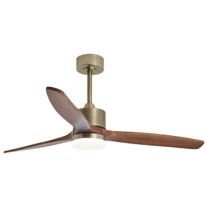 Ventilador de techo Alemar Madeira cuero madera oscura luz LED 132 cm