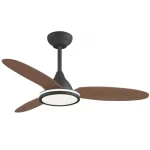 Ventilador de techo Alemar Mahon negro nogal claro luz LED 107 cm